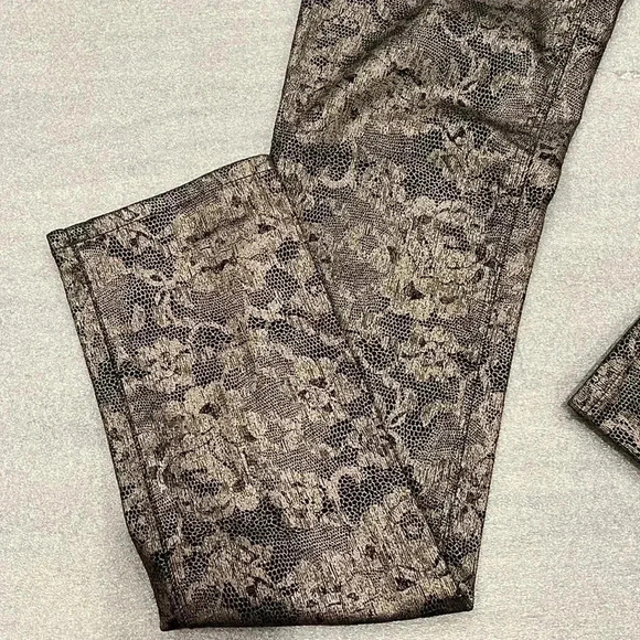 [W26L29]Black Orchid by Julien.J Low Rise Skinny Denim Metallic  Floral NWOT - Picture 5 of 8